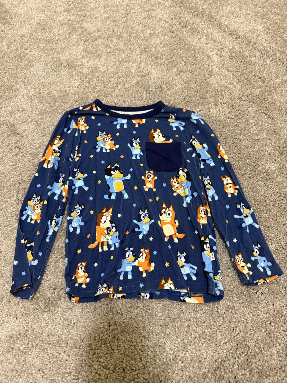 Little Sleepies Play Long Sleeve Pocket Tee in Bluey Dance Mode